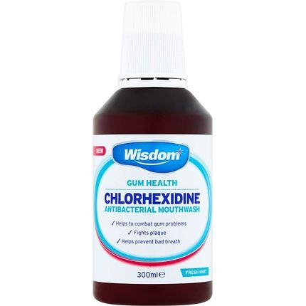 Wisdom Chlorhexidine Mouthwash Fresh Mint Alcohol 300Ml