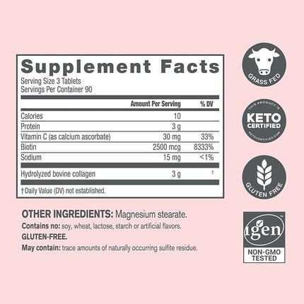 Neocell Super Collagen Peptides With Vitamin C And Biotin 180 Tablets - Image 3