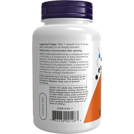 Now Same S-Adenosyl-L-Methionine 200Mg Nervous System Support 120 Veg Capsules - Image 3