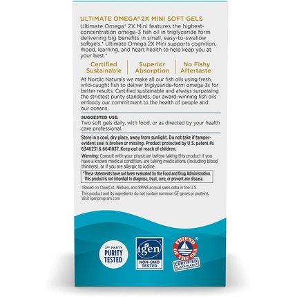 Nordic Naturals Ultimate Omega 2X Mini Strawberry Flavor High-Potency Omega-3 Fish Oil Supplement 60 Mini Soft Gels - Image 3