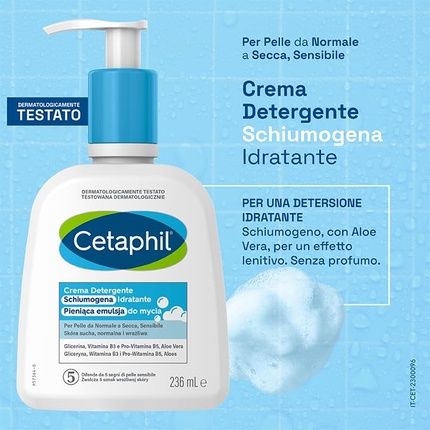 Cetaphil Moisturizing Foam Cleanser For Normal, Dry, And Sensitive Skin With Aloe Vera 236Ml