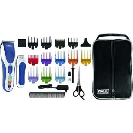 Wahl Color Pro Cordless Hair Clipper For Beginners With Self-Sharpening Waterproof Blade And Accessories - Bundle With Travel Shaver Razor For Men And 8 Color-Coded Combs