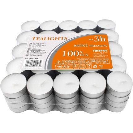 Tea Light Candles Pack Of 100 White In A Stack Odourless Tea Lights 3 Hours