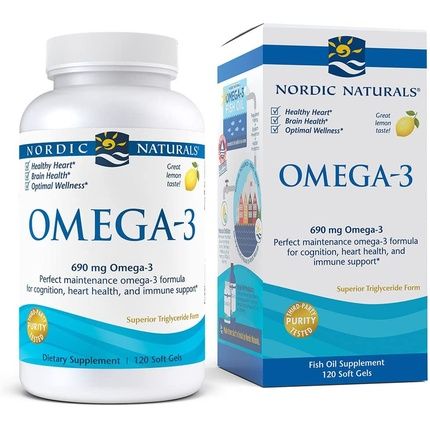 Nordic Naturals Omega-3 Purified Fish Oil Lemon Soft Gels 120 Count