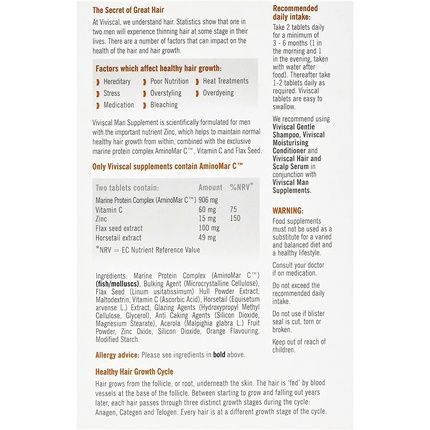 Viviscal Hair Growth Tablets For Men 180 Tablets - Image 3