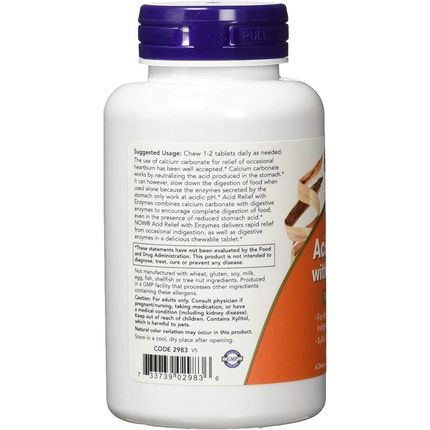 Now Foods Acid Relief With Enzymes 60 Chewable Tablets - Image 3