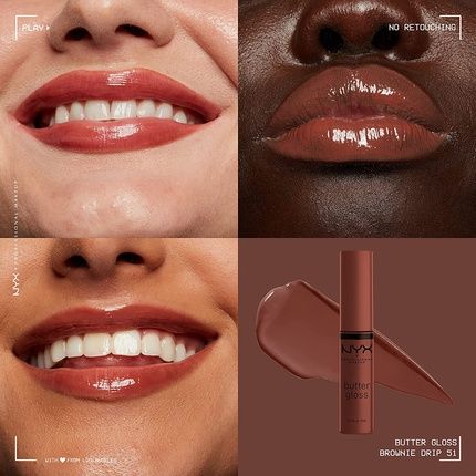 Nyx Professional Makeup Butter Gloss Brown Sugar Non-Sticky Lip Gloss 0.27 Fl Oz - Brownie Drip - Image 3