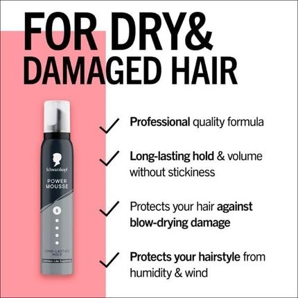 Schwarzkopf Mousse Power Hair Styling Mousse 200Ml Hold Level 5 For Dry Hair - Image 3