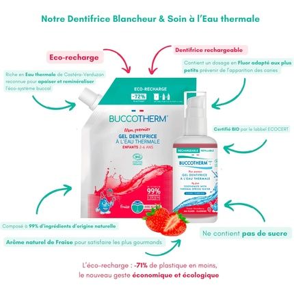 Buccotherm My First Organic Strawberry Thermal Water Toothpaste Ecorefill 200Ml - Image 3