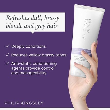Philip Kingsley Pure Blonde/Silver Brightening Daily Purple Conditioner For Blonde Gray Brassy Colored Highlighted Bleached Hair Toner 200Ml