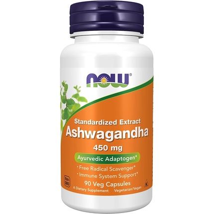 Now Foods Ashwagandha Ayurvedic Adaptogen Immune System Support 90 Veg Capsules 450Mg