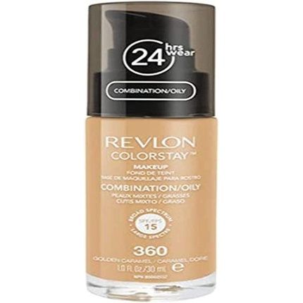 Revlon Colorstay Liquid Foundation Makeup For Combination/Oily Skin Spf 15 Medium-Full Coverage With Matte Finish 30Ml 360 Golden Caramel