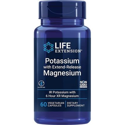 Life Extension Potassium With Extend-Release Magnesium For Blood Pressure And Vascular And Bone Health 60 Vegetarian Capsules