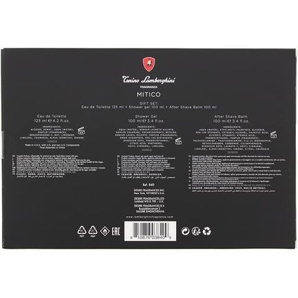 Tonino Lamborghini Mitico 3 Piece Gift Set: Eau De Toilette 125Ml, Shower Gel 100Ml, Aftershave Balm 100Ml - Image 3