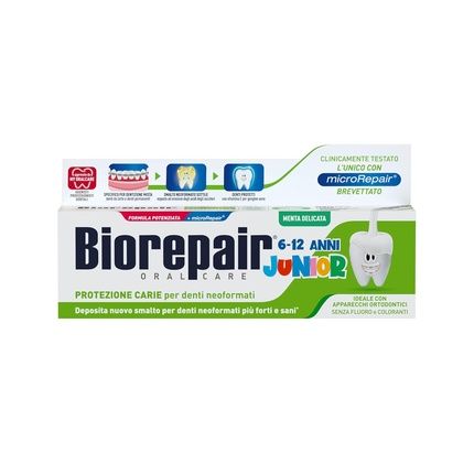 Biorepair Junior Toothpaste 6-12 Years Fluoride-Free With Vitamin E Antioxidant For Healthy Gums Refreshing Mint Flavor 75Ml