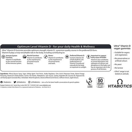 Vitabiotics Ultra Vitamin D Gummies 50 Vegan Natural Orange Flavoured Gummies - Image 3