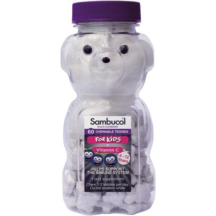 Sambucol Natural Black Elderberry Chewable Teddies With Vitamin C 60 Count