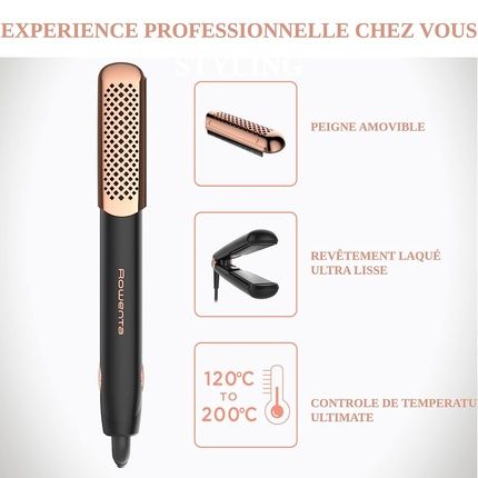Rowenta Professional Hair Straightener Ceramic Coating Smooth And Curly Ultimate Experience Black/Copper Sf8230F0 - Image 3