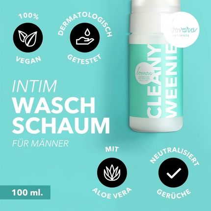 Loovara Intimate Wash Foam 100Ml For Him - Cleany Weenie - Odor Neutralizing For Men With Aloe Vera, Panthenol, Cleans Quickly, Waterless, Vegan, Dermatologically Tested, Made In Germany