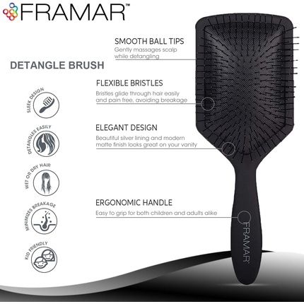 Framar Detangler Hair Brush For Women - Black - Image 3