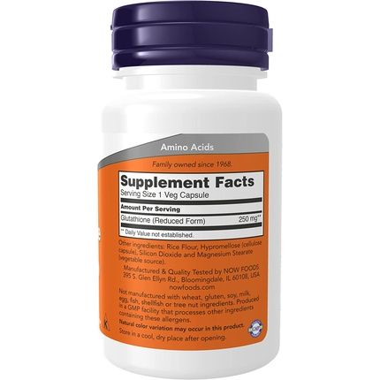 Now Foods Glutathione 250Mg 60 Vcaps