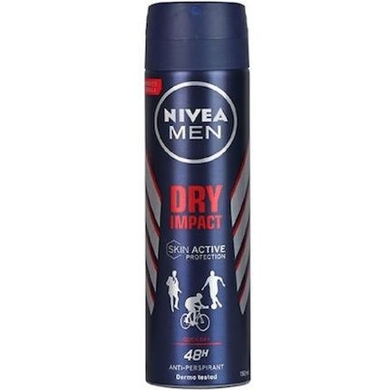 Nivea Men Dry Impact Spray Body Spray 150Ml - Long-Lasting Protection