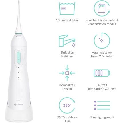 Truelife Aquafloss Compact Portable Water Flosser 3 Modes 150Ml Reservoir With 2 Nozzles And Rotating Head - Image 3