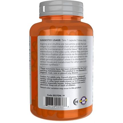 Now Foods Arginine And Citrulline Amino Acid Tonic Gh 120 Capsules - Image 3