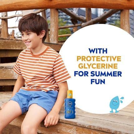 Nivea Sun Kids Protect & Care Spf 50+ Coloured Spray 200Ml Sunscreen Moisturizing Spray