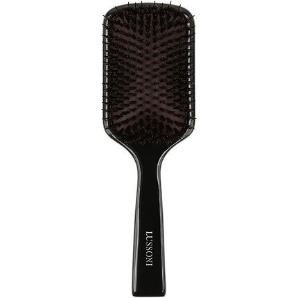 Tb Tools For Beauty Lussoni Wooden Detangling Hair Brush With Boar Bristles Anti-Static For Long Hair Black Paddle
