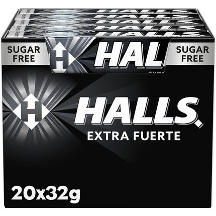 Halls Extra Strong Sugarfree Mint Candies 20X32G