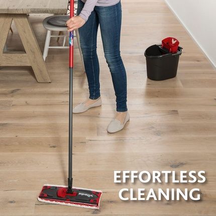 Vileda All Floor Cleaning System With Bucket, Drainer And Stand With Microfibre Cloth Black/Red