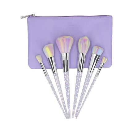 Ilu Basic Set 6 Makeup Brushes With Unicorn Pastel Bag - Image 3