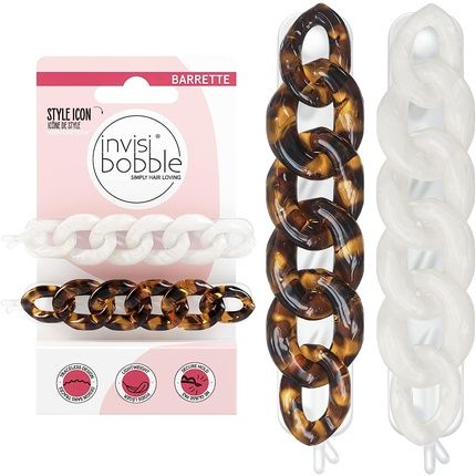 Invisibobble Barrette Hair Clips Brown & White