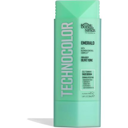 Bondi Sands Technocolor Emerald Self-Tanning Face Serum Easy Application Streak Free Tan Enriched With Vitamin C & Chamomile 50Ml