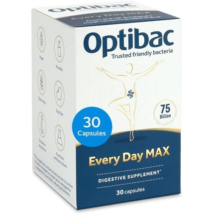 Optibac Probiotics Every Day Max Advanced Maximum Strength Vegan Digestive Supplement 30 Capsules