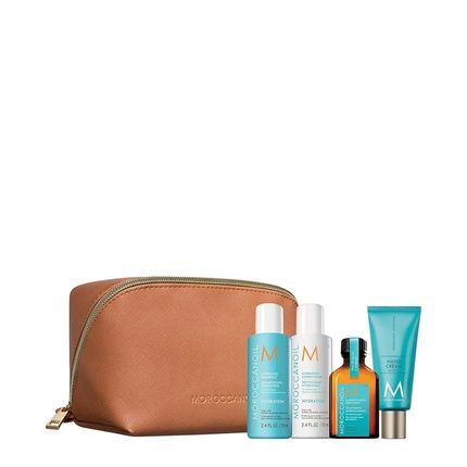 Moroccanoil Travel Kit Hydration Includes Shampoo 70Ml Conditioner 70Ml Treatment 25Ml Hand Cream 40Ml And Pouch