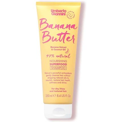 Umberto Giannini Banana Butter Nourishing Superfood Shampoo Vegan Cruelty Free Moisturising Formula 250Ml