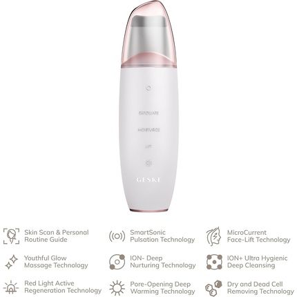 Geske Smartappguided Microcurrent Skin Scrubber & Blackhead Remover 9 In 1 Skincare Tools Face Cleaning Anti Aging And Cleansing Professional Face Lift Blackhead Remover Starlight