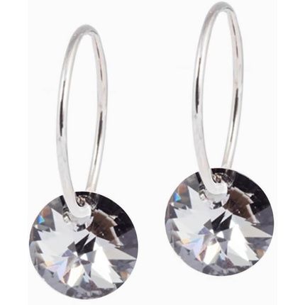 Blomdahl Hypoallergenic Natural Titanium Round Crystal Pendant Earrings