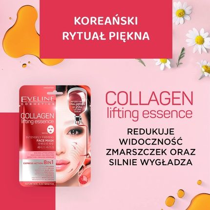 Eveline Cosmetics Collagen Essence Lifting Sheet Mask 8-In-1 Korean Formula