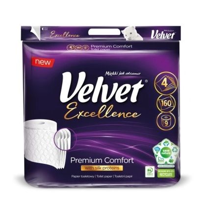 Velvet Excellence Premium Comfort Toilet Paper 9 Rolls