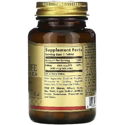 Solgar Folacin 400Ug Tablets Vitamin B9 Healthy Wellbeing Healthy Maternal Tissue Growth Vegan Gluten Free And Kosher 250 Count