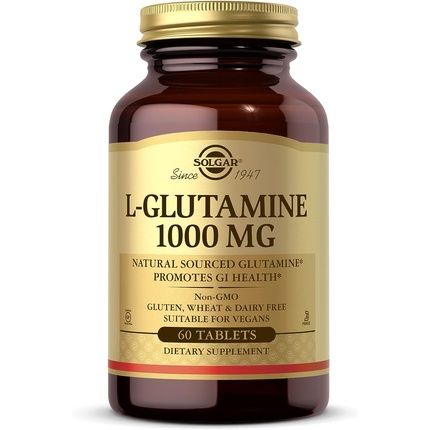 Solgar L-Glutamine 1000Mg Tablets Pack Of 60 Supports Muscle Function For Active Lifestyles Great Addition To Whey Powder Vegan