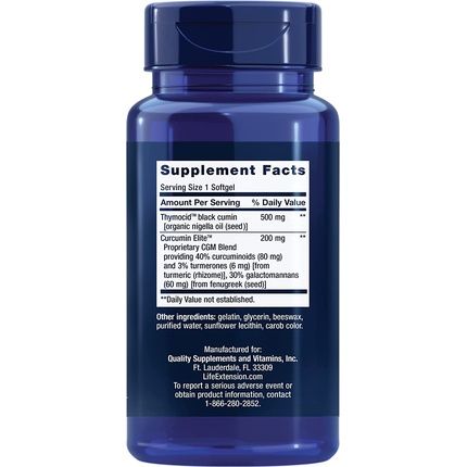 Life Extension Black Cumin Seed Oil & Curcumin Elite Turmeric Extract Supplement Pills 60 Softgels