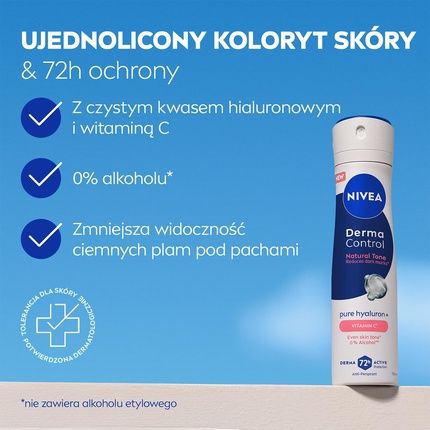 Nivea Derma Control Natural Tone Women'S Antiperspirant 72H Protection Spray - Image 3