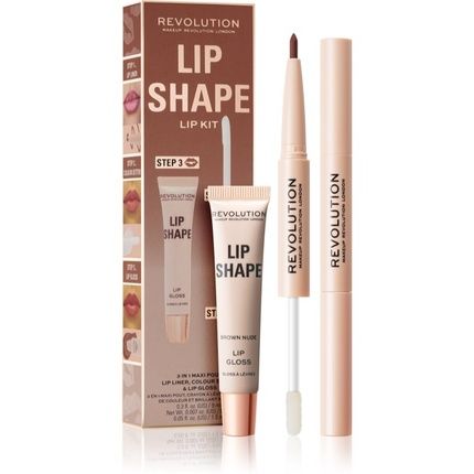 Makeup Revolution Lip Shape Kit - Brown Nude, 1 Pc