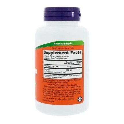 Now Foods Oregano 450Mg Vegetarian Capsules 100 Count