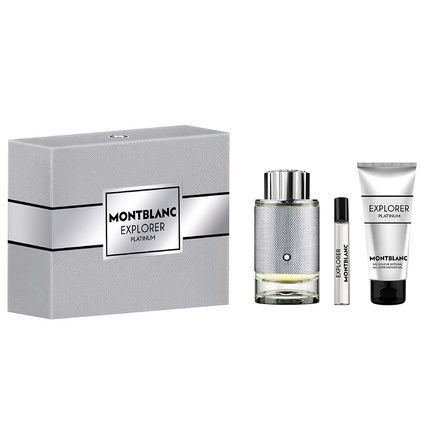 Mont Blanc Explorer Platinum Eau De Parfum Spray 100Ml Set With Miniature Edp 7.5Ml And Shower Gel 100Ml