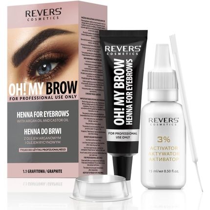 Oh My Brow Eyebrow Tint Bio Professional Formula Graphite Gray 1.1 With Argan Oil & Castor Oil